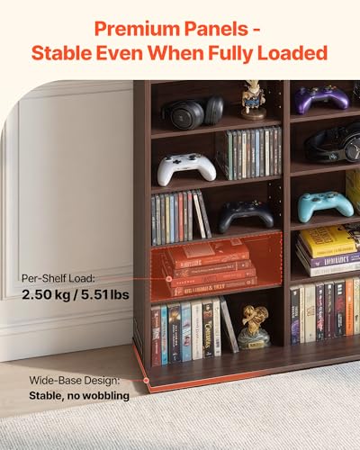 VEVOR-Media-Storage-Cabinet-12-Tier-DVD-Shelf-Organizer-4008-x-909-x-7126-in-Multimedia-Storage-Organizer-for-CDs-DVDs-Books-and-Games-CD-Shelf-for-Living-Room-Home-Office-Recording-Room