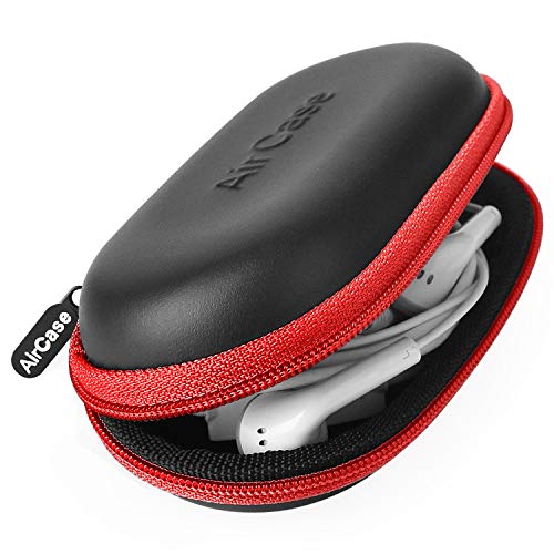 Image of AirCase Rugged Hard Drive Case for 2.5-inch Western Digital, Seagate, Toshiba & C41- Earphone Case Pouch & Travel Organizer for Earphone, Pen Drives, Memory Card, Data Cable (Red Zip)