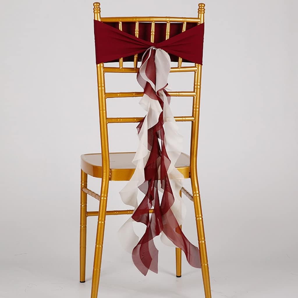 Chair Sashes for Wedding 10-30Pcs Elegant Two-Tone Ruffle Chair Ties Elastic Chair Back Decoration for Wedding Banquet Chair Straps (Color : J Size :20) (E*30)