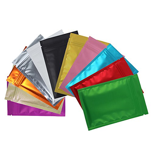 100 Assorted Translucent/Silver/Colored Flat Metallic Foil Zip Top Bags Pouch 8.5x13cm (3.3x5.1