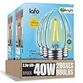 LafoHome EcoBright Dimmable LED Candelabra Light Bulbs B11 Chandelier Bulbs 40W Equivalent E26 Base 2700K Warm White High CRI Flicker Free ETL and FCC Certified Decorative Filament Bulbs 8 Pack