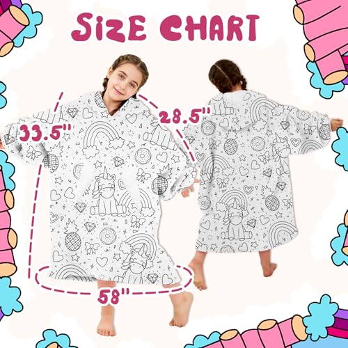 Image of Wearable Blanket Hoodie for Kids, Coloring Teen Hoodie Blanket