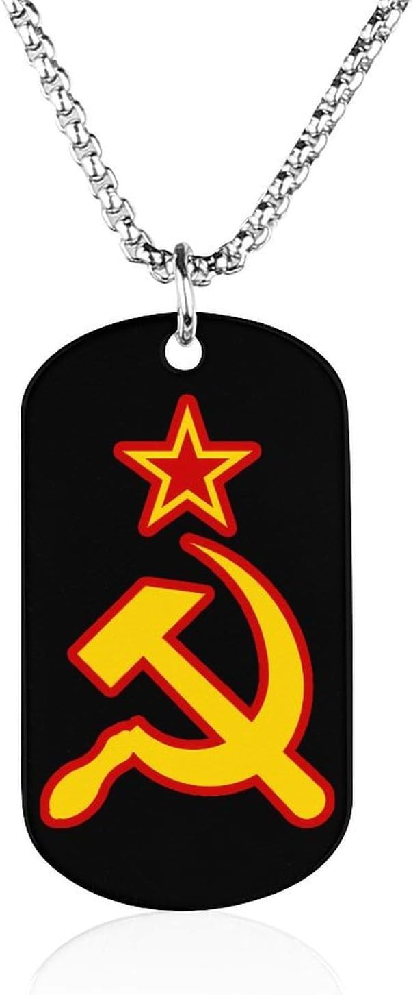 Soviet Union Logo Men's Memorial Jewelry Pendant Necklace Decor Dog Tag Chain