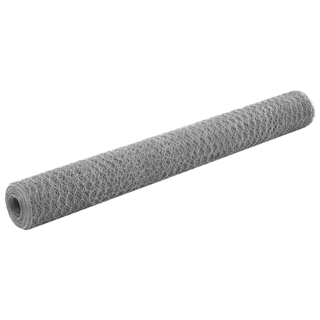 Homgoday Alambrada de gallinero Acero galvanizado Plateado 25x1,2 m Alambrada gallinero galvanizada Recubrimiento Cerca de Alambre, alambrada metálica, Rollo de Alambre de Malla