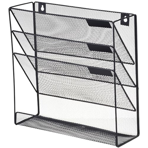 ファイルホルダー壁掛け ? 32.5x10.5x32cm メタルメッシュドキュメントツール、吊り下げペーパーラック、フォルダーストレージ |机、自宅、教室、郵便室、ワークスペース、書斎用の省スペースオフィスアクセサリー
