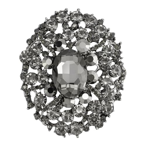 Image of SELOVO Big Large Rhinestone Oval Glitter Brooch Pin Jewelry Accessory Gold Tone