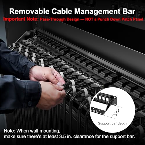 Image of Jadaol [UL Listed] 24 Port Patch Panel Rackmount or Wall Mount 19-Inch, 1U Cat 6 Network Panel Preloaded with 24 Keystone Couplers Plus 1 Spare, 10Gbps Ethernet Panel with Cable Management & Back Bar