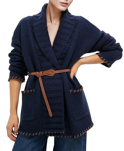 VAOYIU Women's Elegant Knit Cardigan Shawl Collar Versatile Soft Outerwear