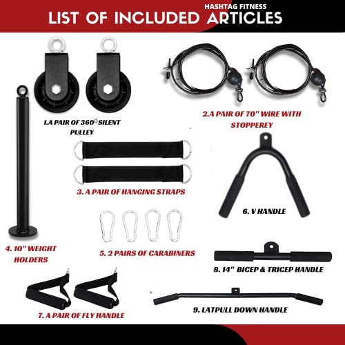 Image of Hashtag Fitness 5in1 multi pull up bar for home with 360 degree gym pulley systems dip station dips bar, chin up bar gym equipment for home workout