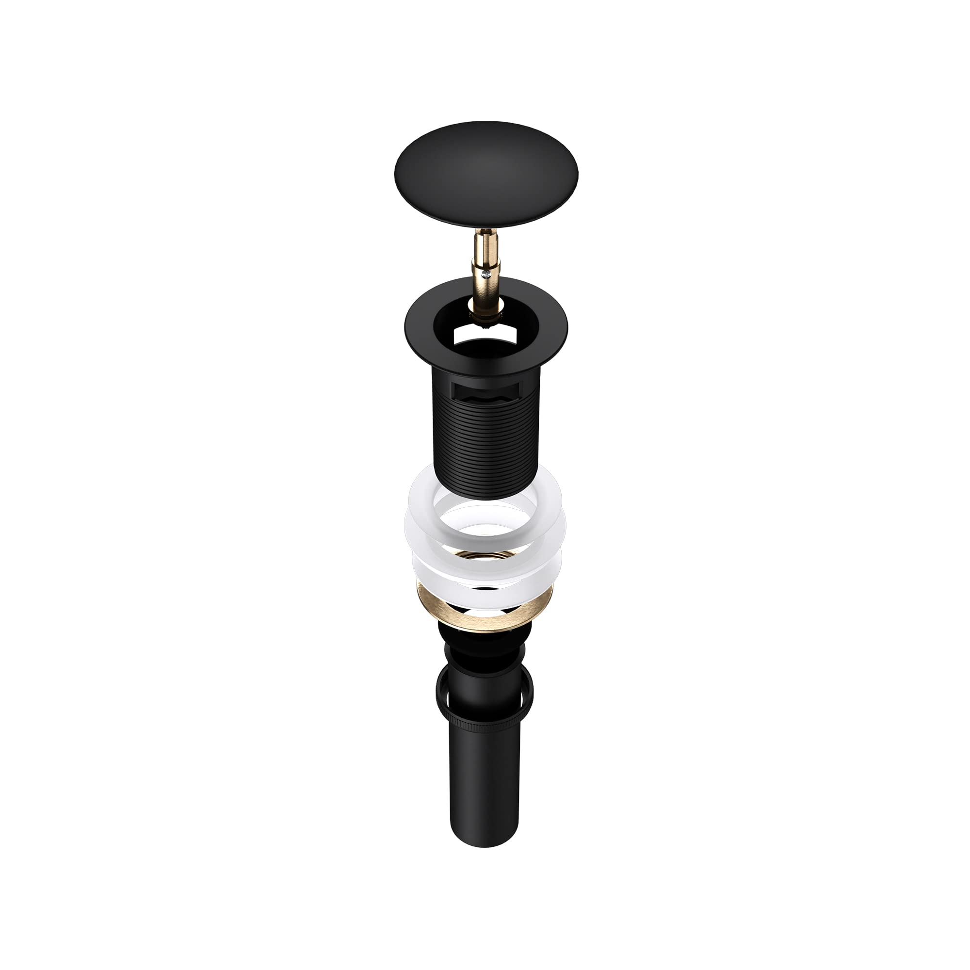 Mai & Mai juego de desagüe, tapón de fregadero, válvula de desagüe push-up negra con diámetro de desbordamiento: 6,2 cm, función de apertura de presión con los dedos | Diámetro: 6,2 cm, con función de apertura de presión de dedo, PU04