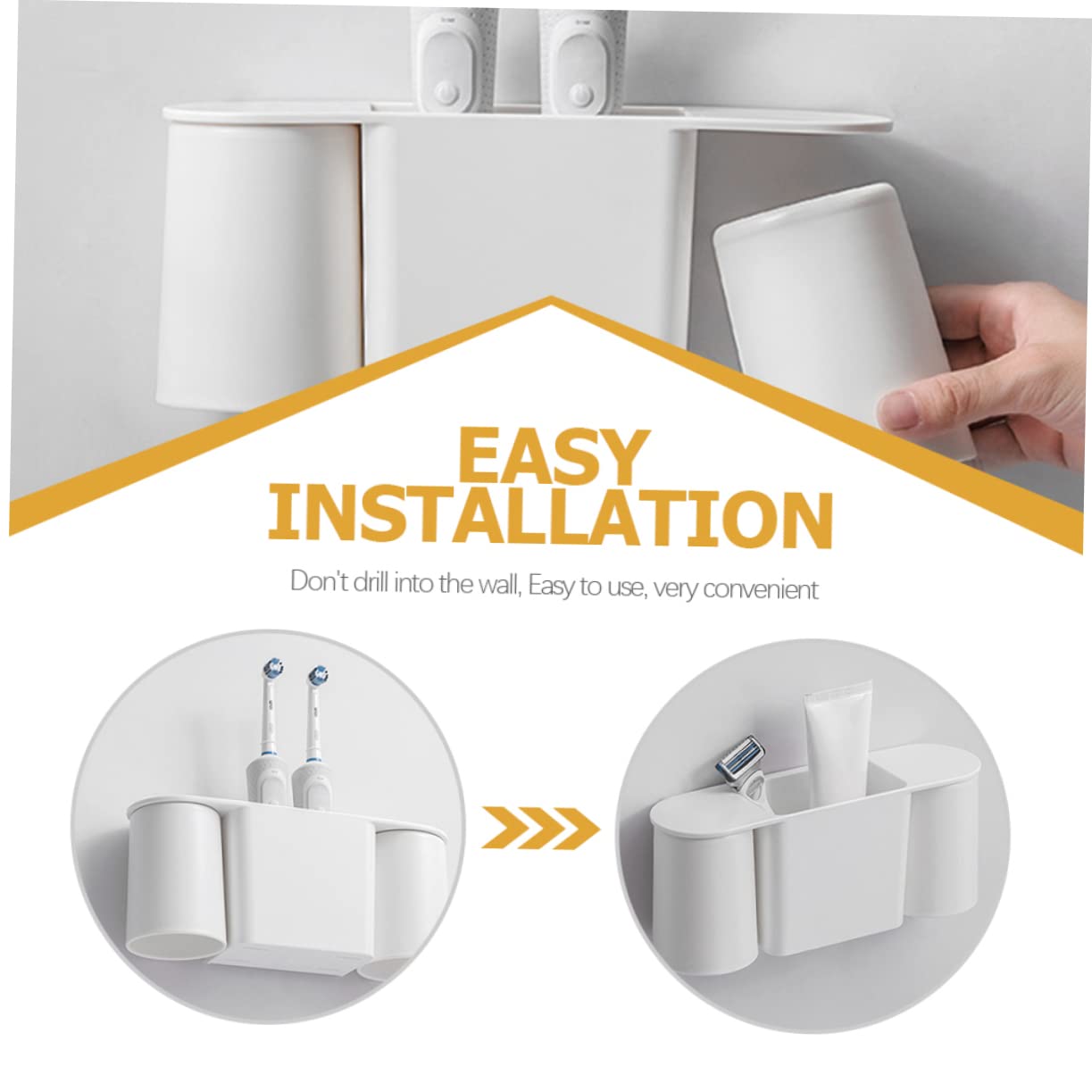 Amosfun Porta Spazzolino Da Denti Organizer Magnetico Da Parete Robusto E Facile Da Pulire Per Il Bagno