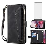 Phone Case for Samsung Galaxy S20 Ultra 5G Wallet Cover With Tempered Glass Screen Protector and Sho