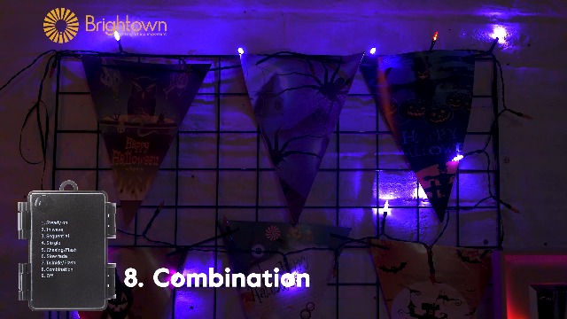 Image of Halloween Orange Purple Outdoor Lights,17.8 Feet 50 LED Christmas Lights with 8 Modes,Waterproof Mini String Lights Battery Operated for Outdoor Indoor Use, Xmas Halloween Tree Holiday Party Patio