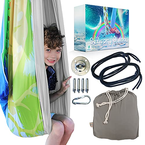 ZULY Sensory Swing Indoor, Therapy Swing for Kids Outdoor, Compression Swing for Sensory Needs, Ceiling Swing for Kids - Adult Sensory Swing - Cocoon Swing, Special Needs Swing for Autism, ADHD & SPD