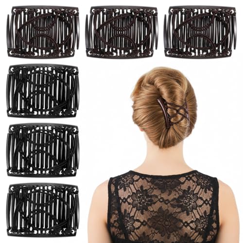 TIESOME 6 PCS Elastic Hair Comb Clip, Adjustable Magic Elastic Hair Clip Non Slip Decorative Hairband Double Comb Stretchy Hair Clips for Women Girls Vintage Hairstyle Multipurpose Hair Accessories