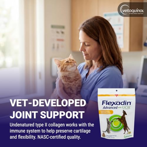 Vetoquinol Flexadin Advanced Dog Cat Joint Supplement Undenatured Collagen 60