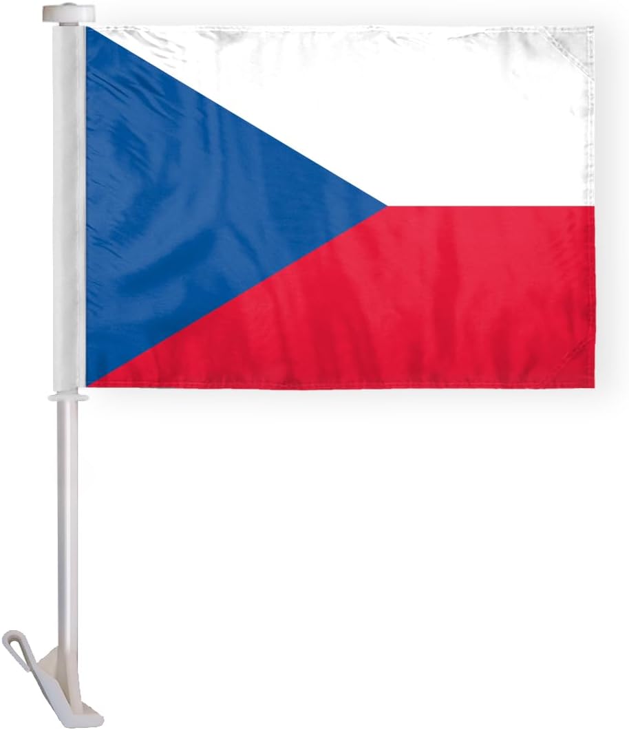 AGAS Czech Republic Czech Country Flag 2x3 ft Nylon Fabric Double Stitched Canvas Header Brass Grommets Fade Resistant & Vivid Colors Tough Czechoslovak Flag Banner