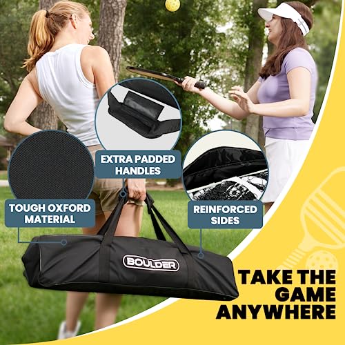 Image of Boulder Portable Badminton Pickleball Net - Foldable /Extendable Poles for Multiple Sports Heights (UP to 5 ft) - Ideal for Tennis, Pickleball, Soccer Tennis - Easy Setup