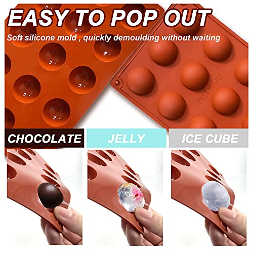 image for Lerykin Small 15-Cavity Semi Sphere Silicone Molds Non-Stick,2 Packs H