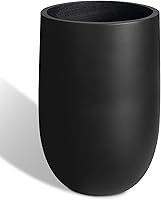 Heyzier 22-Inch Large Black Concrete Planter - Durable Tall Cement Pots for Indoor Outdoor Trees & Flowers