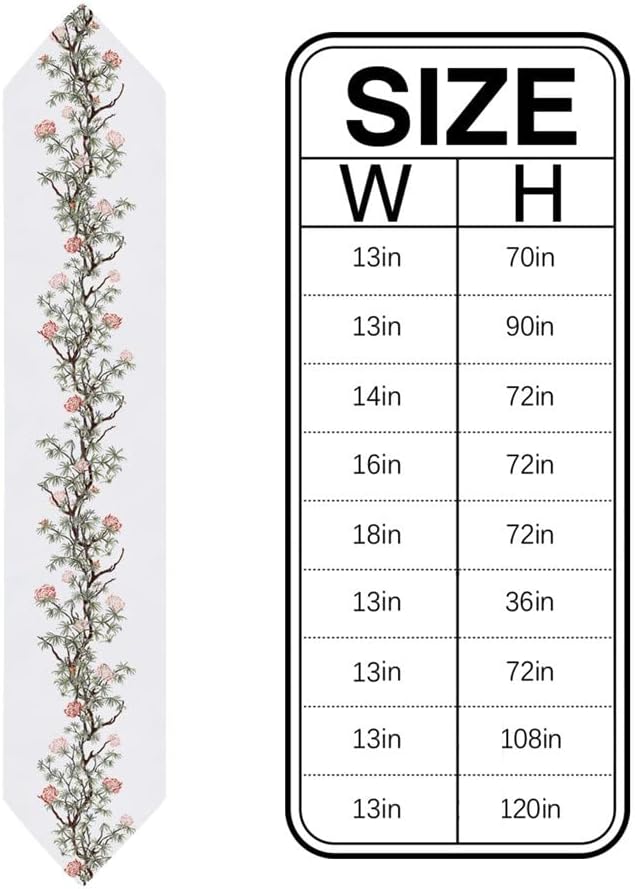 Flowers Leaves Vines Table Runner for Wedding Banquet Home Festival Party Dinning Table Decoration Table Runner(4pcs Table mat)