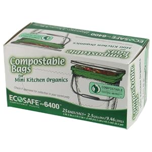 EcoSafe 2.6 Gallon Compostable EcoBio Bags, 25-Count