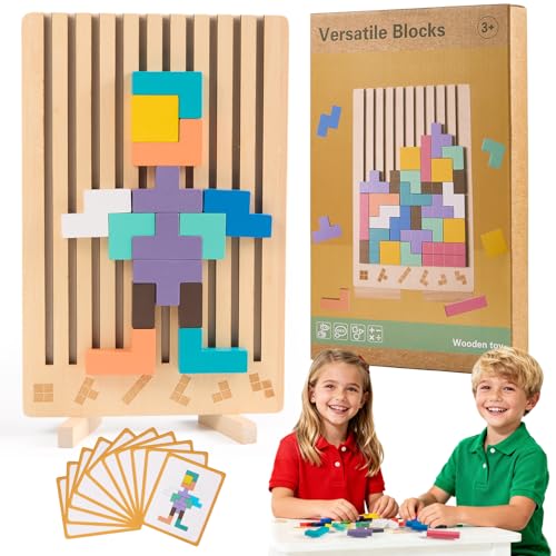 Image of MLAZOGYPA Wooden Stacking Puzzle Toy for Kids Ages 3-6, Educational Building Blocks Brain Teaser Game, Learning Toys for Family Activities & Home Decor(1 Set)