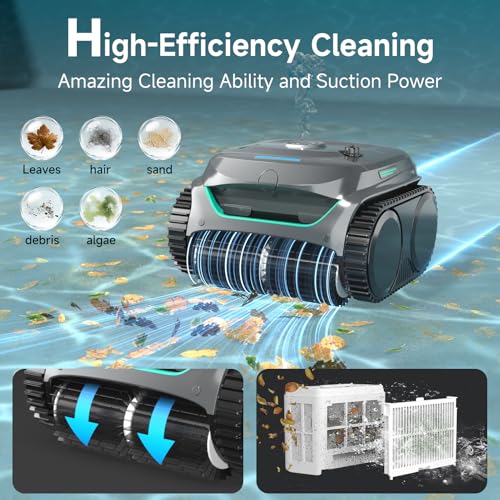 Image of WYBOT C2 Cordless RoboticPool Cleaner, Dual Filtration, Wall Climbing &Waterline Cleaning, App Scheduling, Smart Navigation, Pool Vacuum for Inground Pools-Gray
