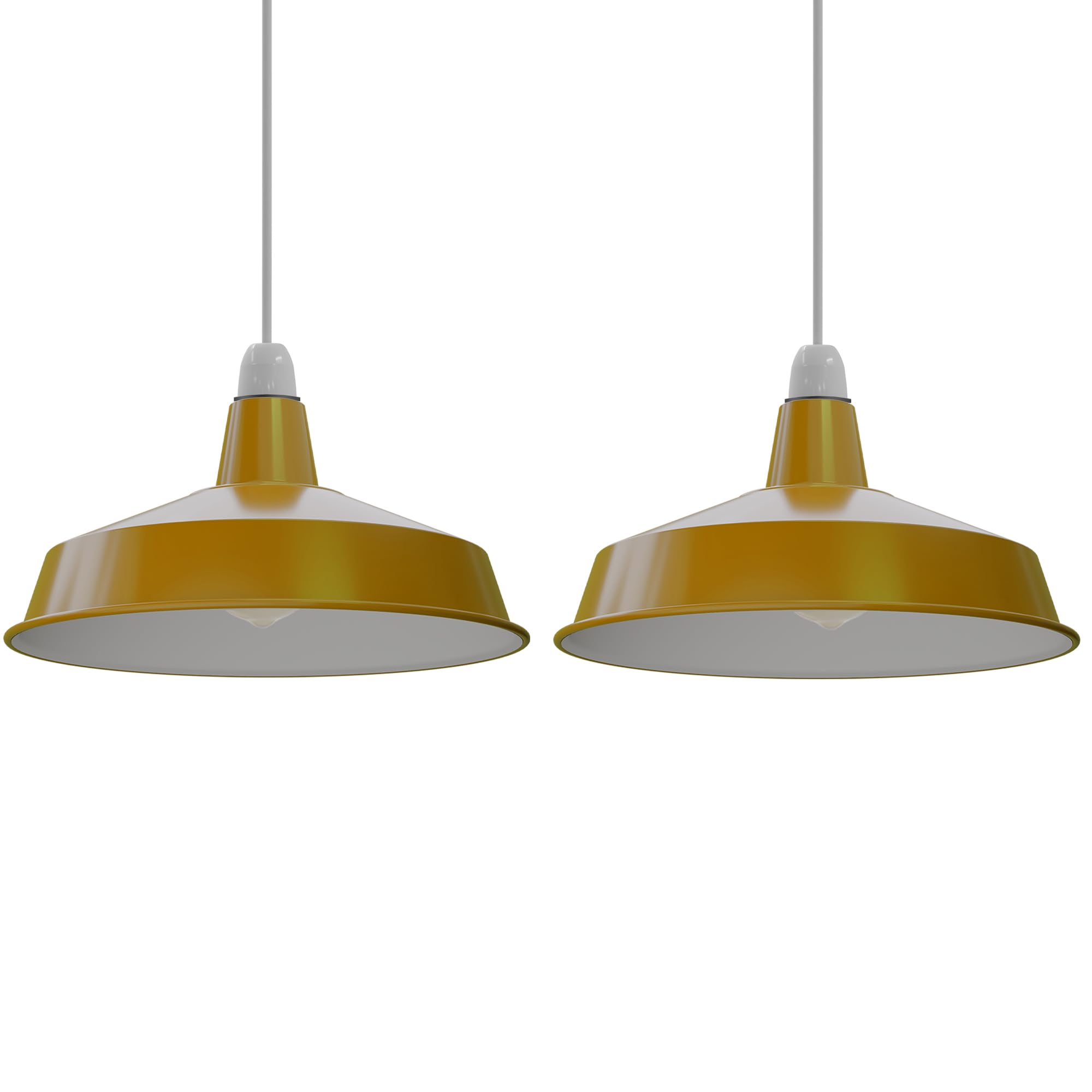 Lighting Shade Metal Pluto Ceiling Pendant Light Fitting Shade Modern Hanging Fitting Shade (Yellow - 2 Pack)