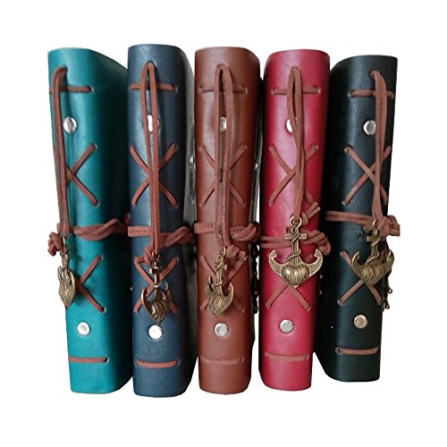 Leather Writing Journal Notebook, Vintage Nautical Spiral Notebook Refillable Diary Sketchbook Travel Journals To Write In With Blank Pages And Retro Pendants (Sky Blue) #TOP6