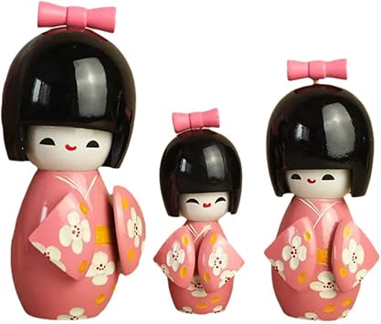 Kokeshi Doll, Wooden Kimono Doll, Japanese Doll, Japanese Style, Color Puppet, Traditional, Geisha Figure, Wedding Decoration, Figurine, Home Decoration, Set of 3