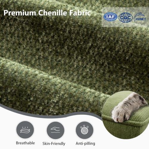Image of Ihanherry 112 inch Modular Sectional Sofa U Shape Couches with Storage Ottoman, Comfy Chenille Convertible 6-Seat Furniture Set for Living Room, Green