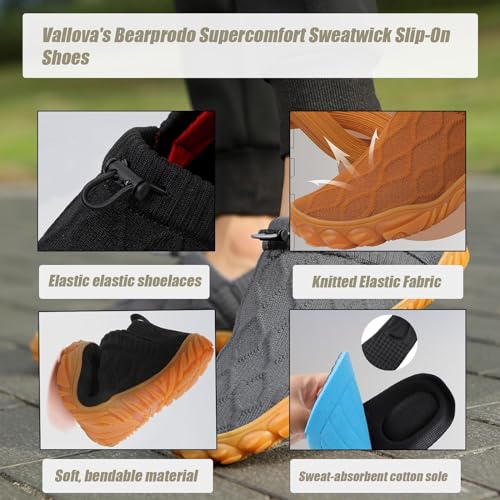 Vallova's Bearprodo Supercomfort Sweatwick Slip-On Shoes, Unisex Knitted Hiking Slip-On Shoes2