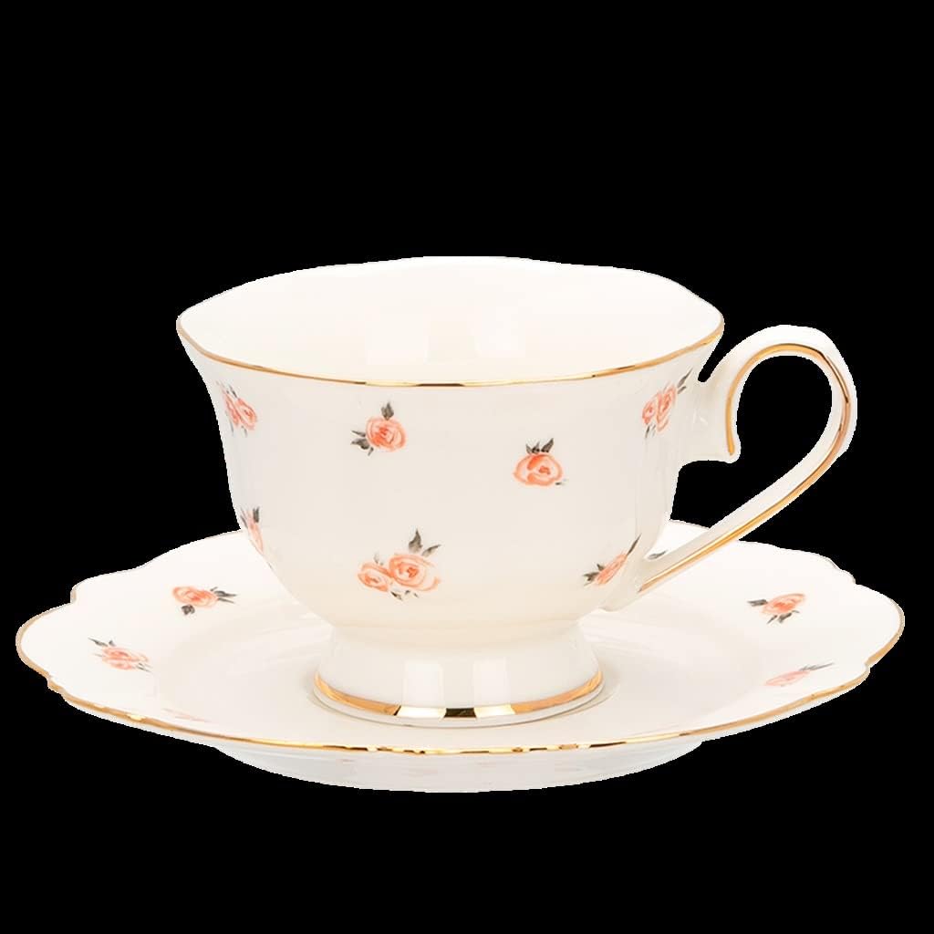 European Cup And Saucer Ceramic Rose Flower Coffee Mug Tea With Dessert Tray Set Drink Water Milk Cafe Mugs Dish Plate