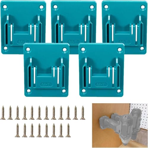 Tool Drill Mount Holder Compatible for Makita 18V Li-ion Drills, Heavy Duty ABS Tools Wall Dock Hanger for Garage, Workshop, Work Truck, 20 Screws, 5 Packs (No Tool)