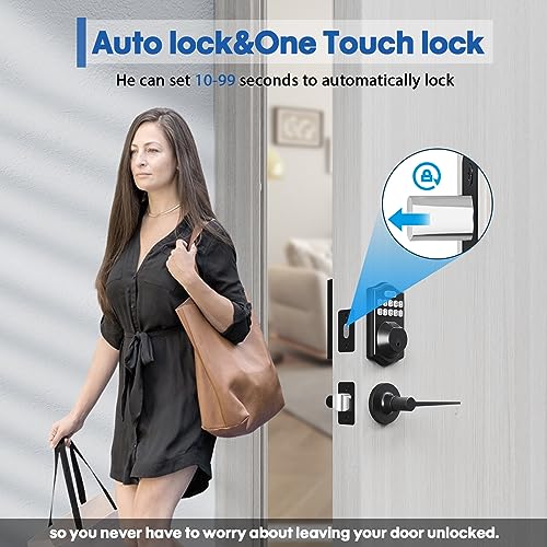 Fingerprint Door Lock Set-Keyless Entry Door Lock With Handle， Smart Front Door Lock Set-With 2 Lever Handles-Electronic Keypad Code Deadbolt,Easy Installation, Auto Lock (Black) #TOP3