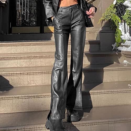 Faux Leather Pants for Women Bell Botom 