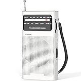Goodes AM FM Radio Portable for Home Outdoor, Transistor Radio 2AA Battery Operated with Long Range Reception, Loud Speaker, Transistor Antenna, Earphone Jack, Small Gifts for Seniors Elderly-White
