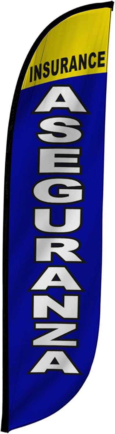 LookOurWay Feather Flag Banner - 12 Feet Tall Advertising Flags for Outdoor Business and Events Promotion - Swooper Flag Only - Financial Service Flags - Insurance Red (10M1200049)