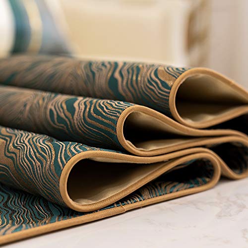 Avigers 12 X 72 Inch Decorative Luxury Abstract Striped Green Teal Table Runners With Tassels For Home Living Room Bedroom Art Decor Wedding #TOP3
