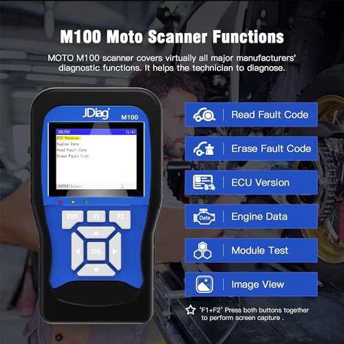 Newest M100 Professional Motorcycle OBD2 Diagnostic Tool for Moto Scanner + Battery Tester, Read cod