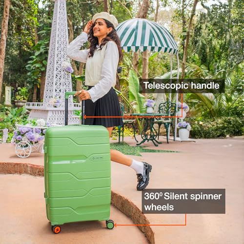 Image of Nasher Miles Paris Hard-Sided Polypropylene Luggage Set of 3 | 55cm, 65cm & 75cm | 8 Wheels Double Spinner Small, Medium & Large Trolley Bag for Travel | Suitcase (Multicolor)