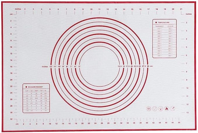 LuksyolCAZADORA Non Stick Silicone Baking Mat for Cake, Macaron & More - Premium Kitchen Tools & Accessories - Kneading Pad & Crafting Surface - Heat-Resistant Glass Fiber (60X40, Red)