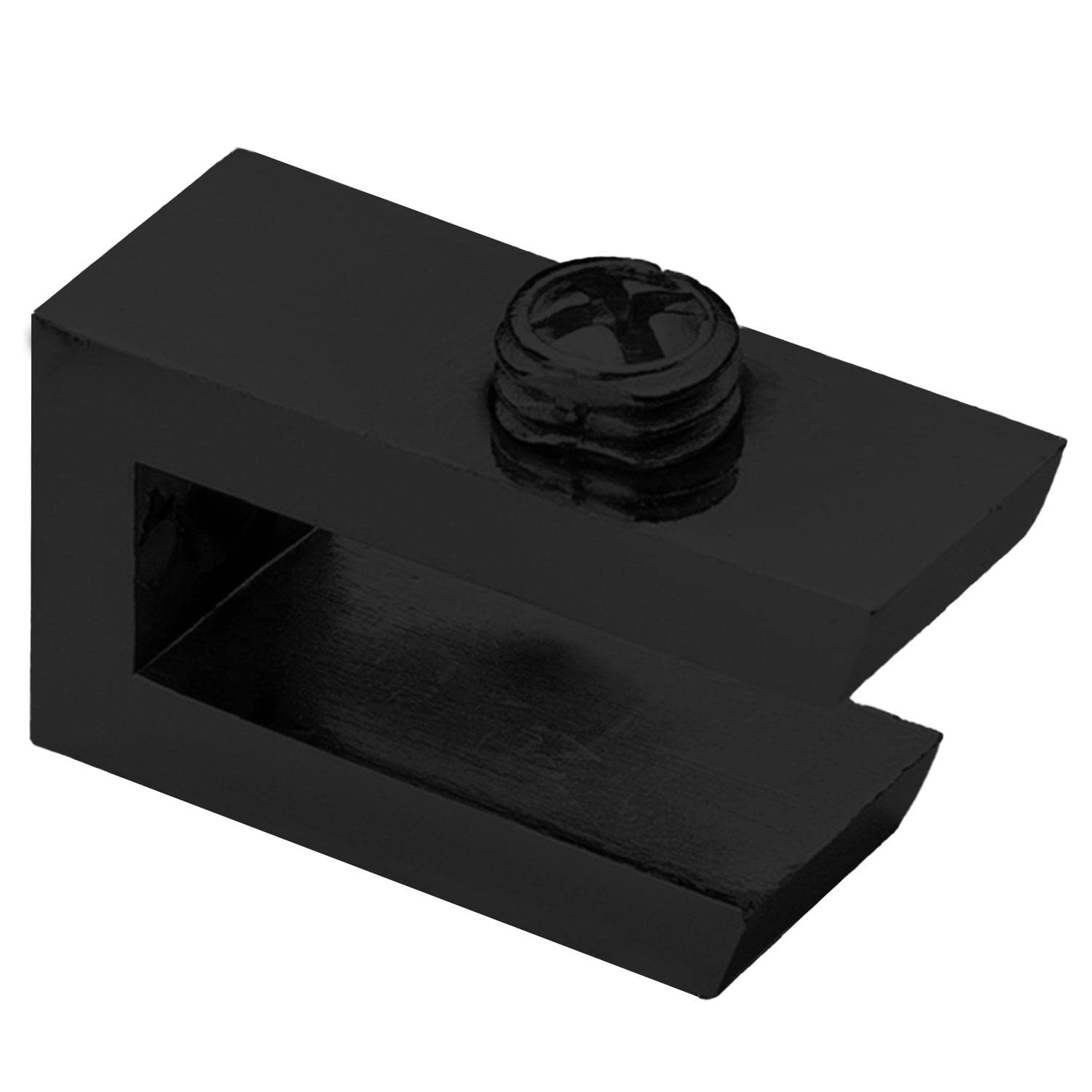 Badem10 Cam Tutucu Ahşap Raf Tutucu Cam Etejeri Metal U Tipi Mat Siyah Metal Vidalı (4 ADET)
