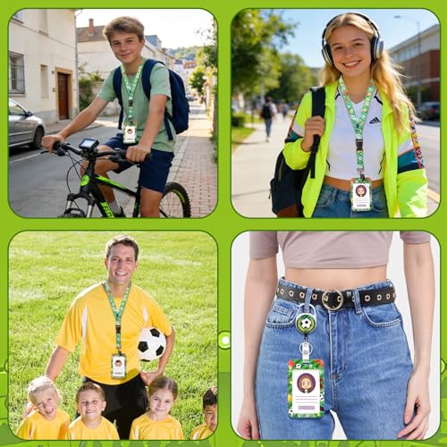 Ausweishülle mit Schlüsselband, Fußball Ausweishalter Ausziehbar mit Karabiner Kartenhülle mit Abnehmbare Lanyard Schlüsselanhänger Band für Kinder Studenten Lehrer Krankenschwestern