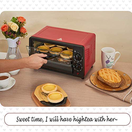 12L Mini-oven, multifunctionele convectieoven, duurzaam gehard glazen deur, snelle verwarming en ruimtebesparende elektrische oven, 600W 60 minuten timer (Color : Red) - Afbeelding 5