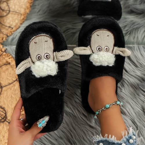 Women Men's Cute Animal Slippers Winter Warm Fuzzy Plush House Slipper Cartoon Sheep Indoor Shoes Sandals3