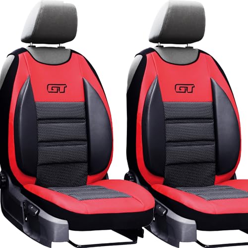 moto-MOLTICO Autositzbezüge – Autositzschoner Universalgröße - Sitzauflage Auto - Ökologisches Leder - Sitzbezug Auto Vordersitze - Matte für Sitze - Schonbezug Autositz Vorne - Rot