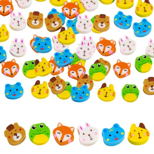 YUVKIN 30 Unidades Set de Gomas de Borrar con Diseño de Animales, Mini Borradores para Lápices, Lindo, Divertido Juego Fiestas, Favoritos para Niños, Regalos Cumpleaños, Detalles, Recompensas de Clase