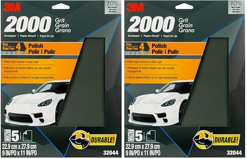 Image of 3M Wetordry Sandpaper, 2000 Grit, 9 in x 11 in, 5 Sheets, Use for Wet and Dry Sanding, Longer Lasting Sandpaper, Great for Auto Body Repair, Smooth Finish, Waterproof Backing for Wet Sanding (32044)